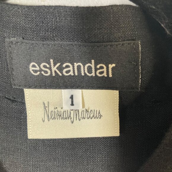 Womens Eskandar Neiman Marcus Linen Shirt Dress Duster Black Size 1 US 10/12 NWT - Picture 7 of 12